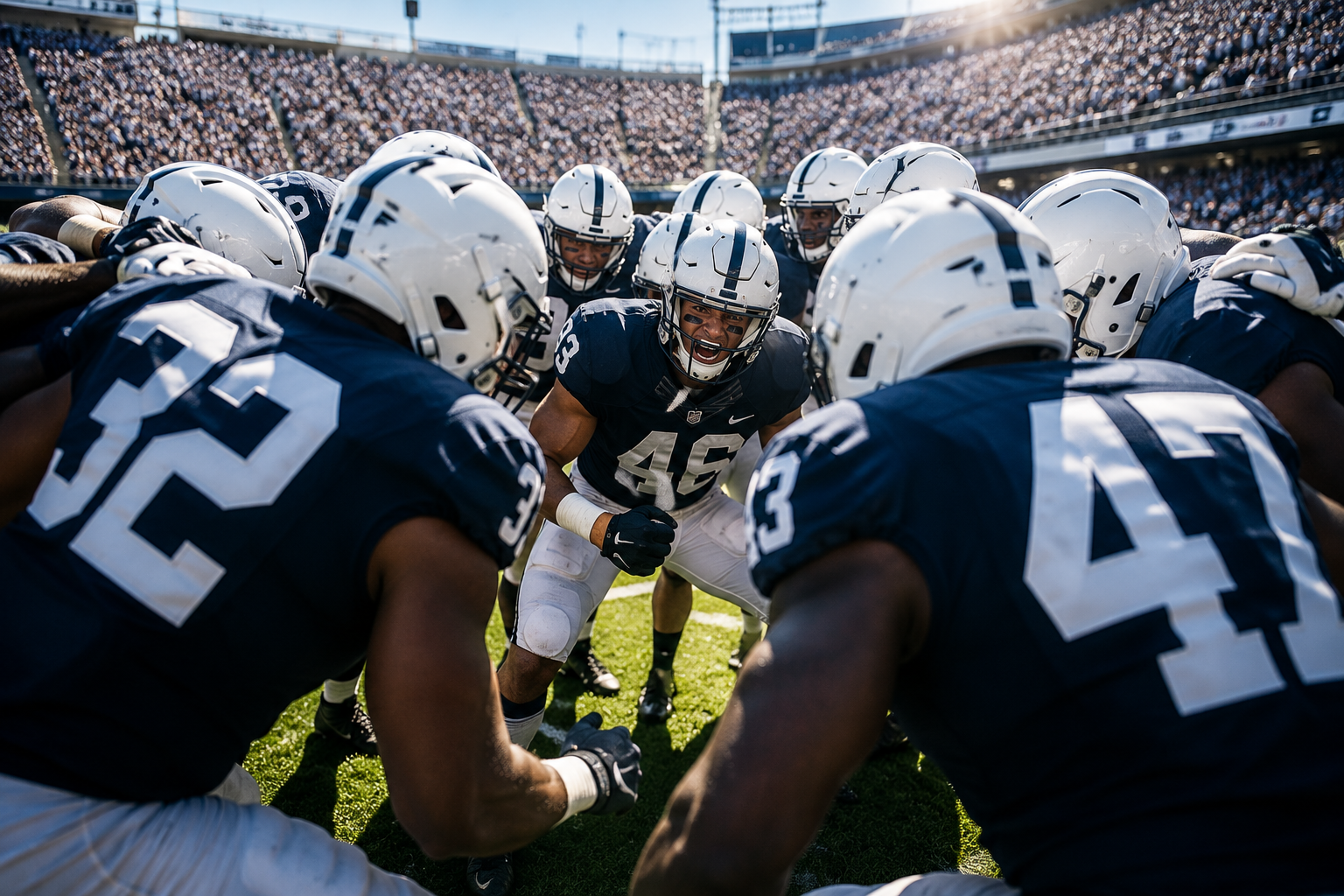 Football team gathered on the field