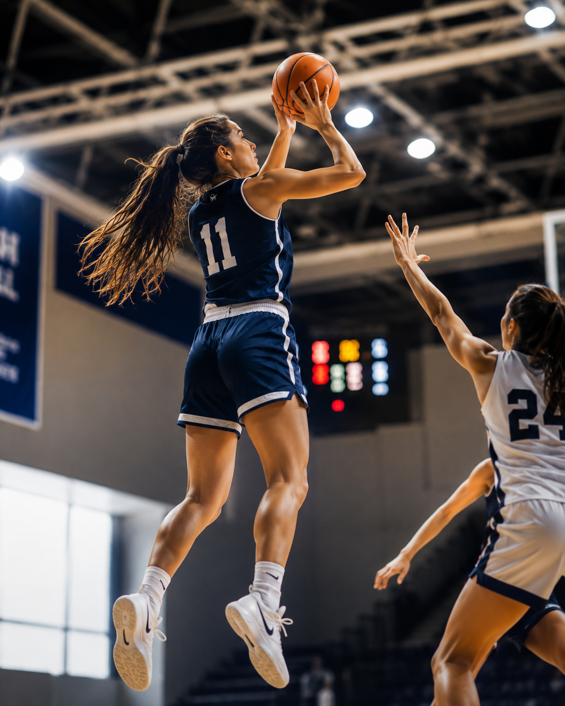 Basketball player taking a shot