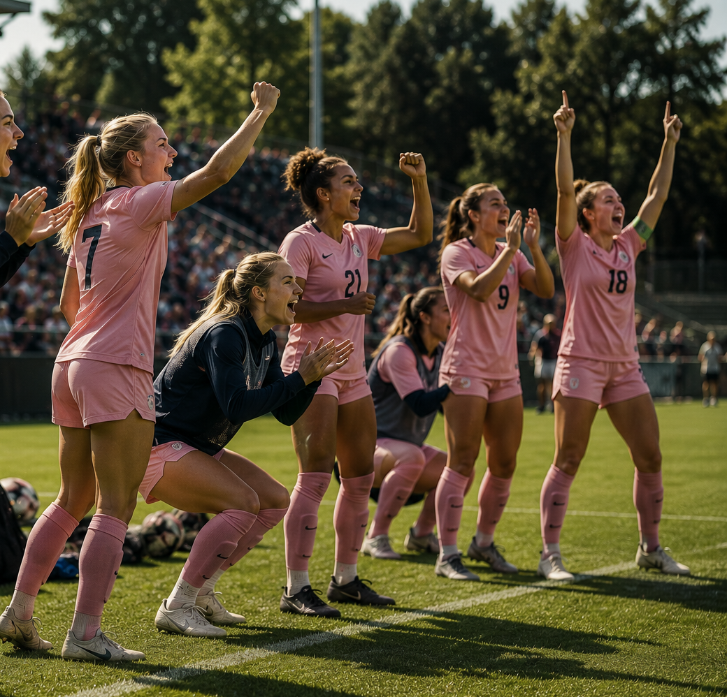 Soccer teammates celebrating together