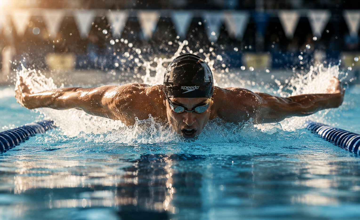 Swimmer training in a pool