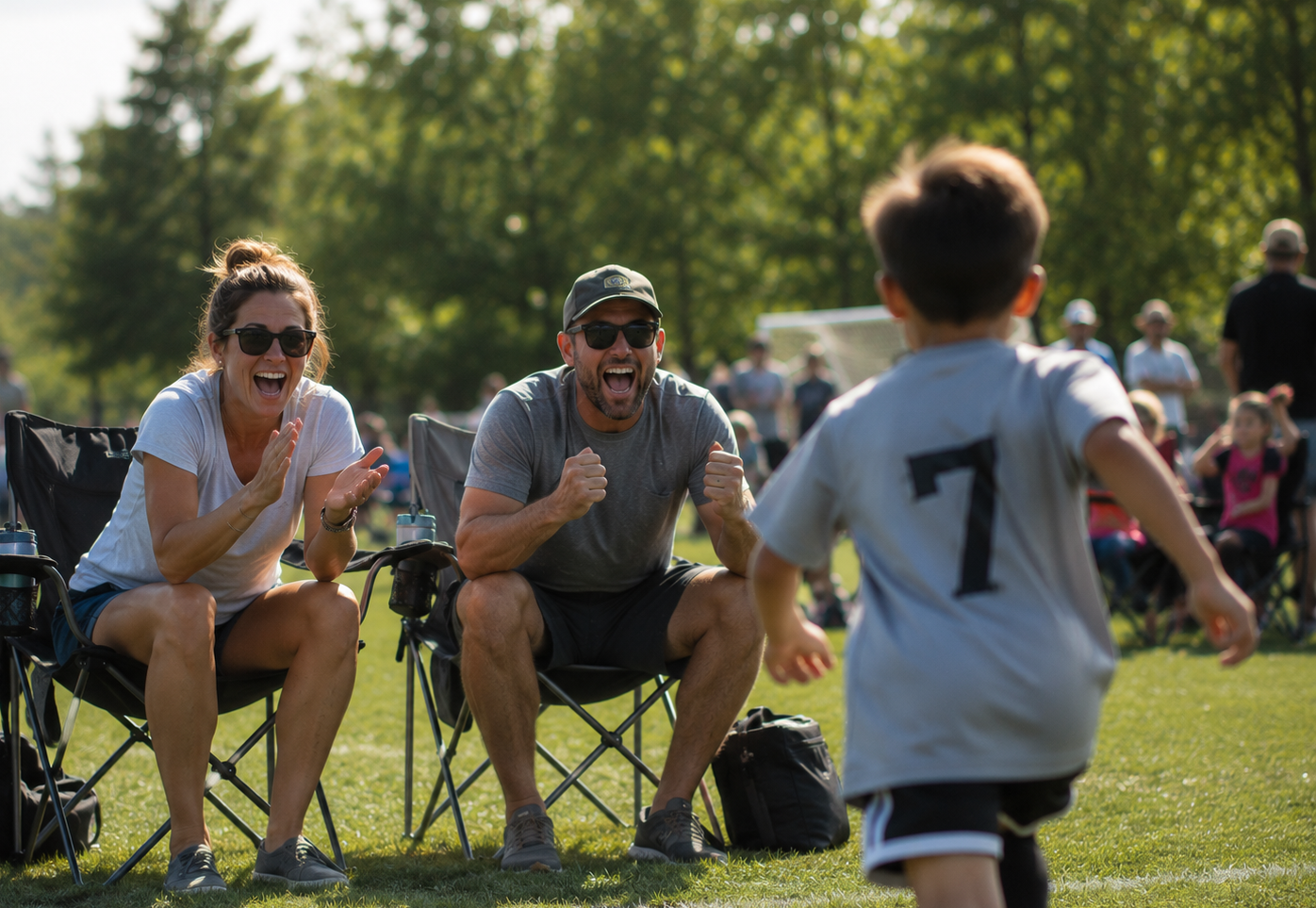 Family supporting an athlete